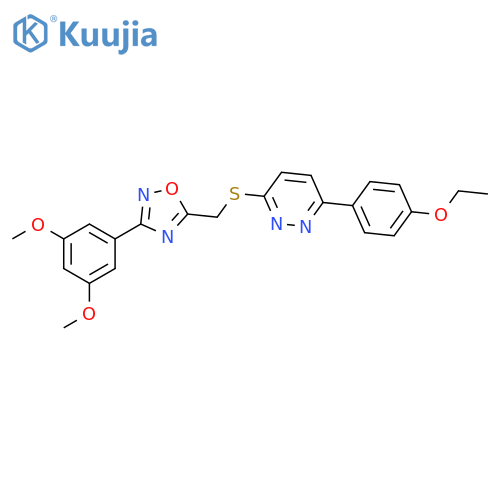3-({[3-(3,5-dimethoxyphenyl)-1,2,4-oxadiazol-5-yl]methyl}sulfanyl)-6-(4-ethoxyphenyl)pyridazine structure