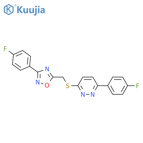 3-(4-fluorophenyl)-6-({[3-(4-fluorophenyl)-1,2,4-oxadiazol-5-yl]methyl}sulfanyl)pyridazine structure