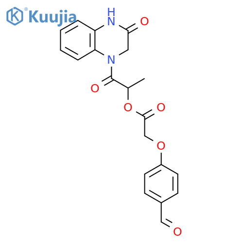 1-Oxo-1-(3-oxo-1,2,3,4-tetrahydroquinoxalin-1-yl)propan-2-yl 2-(4-formylphenoxy)acetate structure