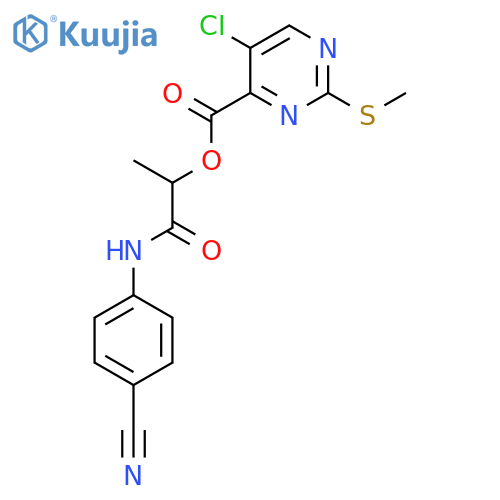 1-[(4-Cyanophenyl)carbamoyl]ethyl 5-chloro-2-(methylsulfanyl)pyrimidine-4-carboxylate structure