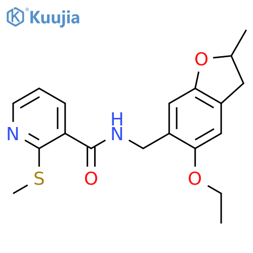 N-[(5-ethoxy-2-methyl-2,3-dihydro-1-benzofuran-6-yl)methyl]-2-(methylsulfanyl)pyridine-3-carboxamide structure
