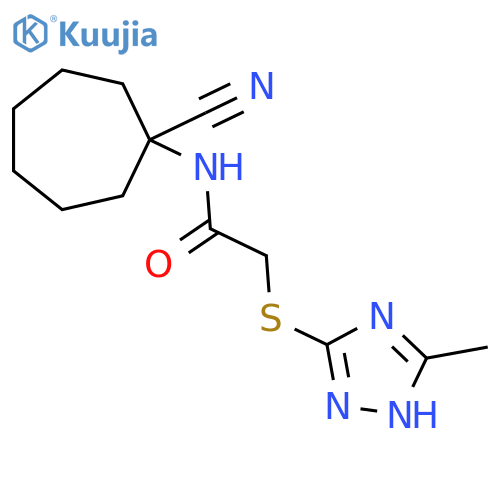 N-(1-cyanocycloheptyl)-2-(5-methyl-1H-1,2,4-triazol-3-yl)sulfanylacetamide structure