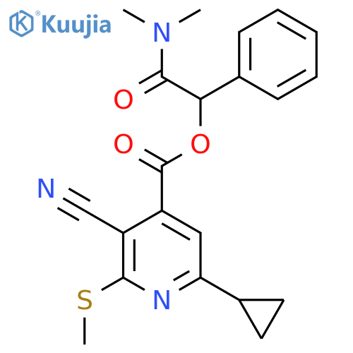 (Dimethylcarbamoyl)(phenyl)methyl 3-cyano-6-cyclopropyl-2-(methylsulfanyl)pyridine-4-carboxylate structure