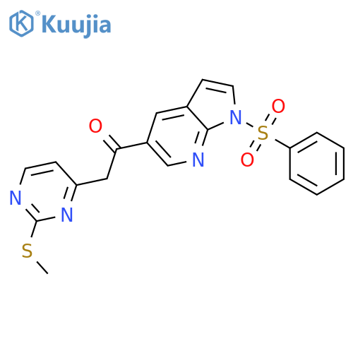 2-[2-(Methylthio)pyrimidin-4-yl]-1-[1-(phenylsulfonyl)-1H-pyrrolo[2,3-b]pyridin-5-yl]ethanone structure