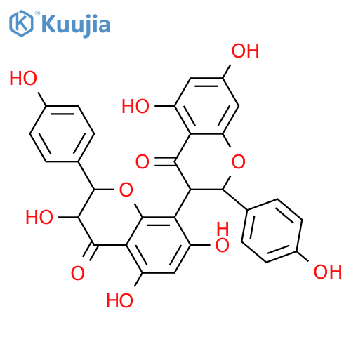 5,7,3',5',7'-pentahydroxy-2,2'-bis-(4-hydroxy-phenyl)-2,3,2',3'-tetrahydro-[3,8']bichromenyl-4,4'-dione structure