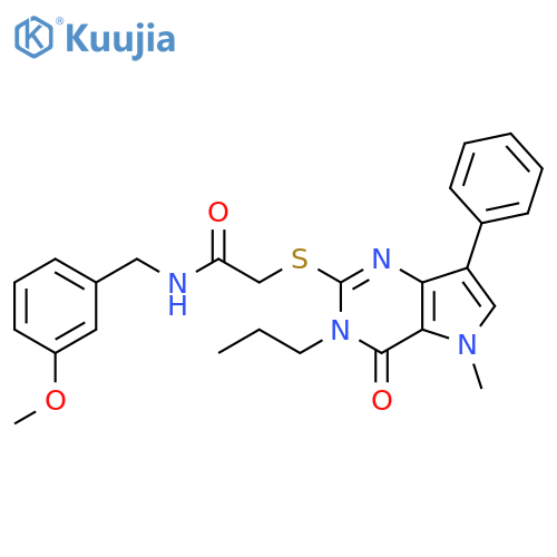 N-[(3-methoxyphenyl)methyl]-2-({5-methyl-4-oxo-7-phenyl-3-propyl-3H,4H,5H-pyrrolo[3,2-d]pyrimidin-2-yl}sulfanyl)acetamide structure