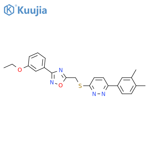 3-(3,4-dimethylphenyl)-6-({[3-(3-ethoxyphenyl)-1,2,4-oxadiazol-5-yl]methyl}sulfanyl)pyridazine structure