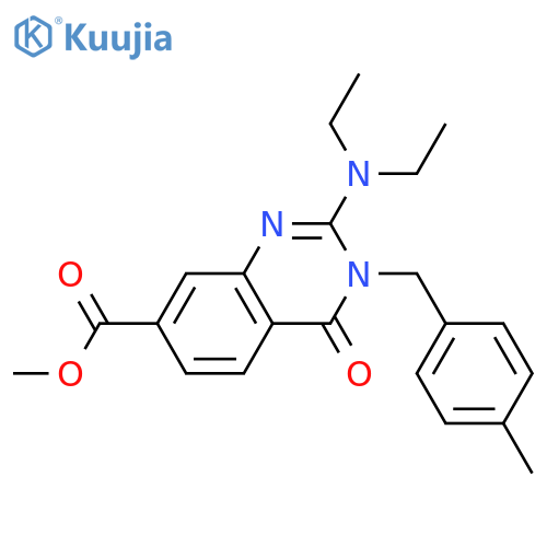 methyl 2-(diethylamino)-3-[(4-methylphenyl)methyl]-4-oxo-3,4-dihydroquinazoline-7-carboxylate structure