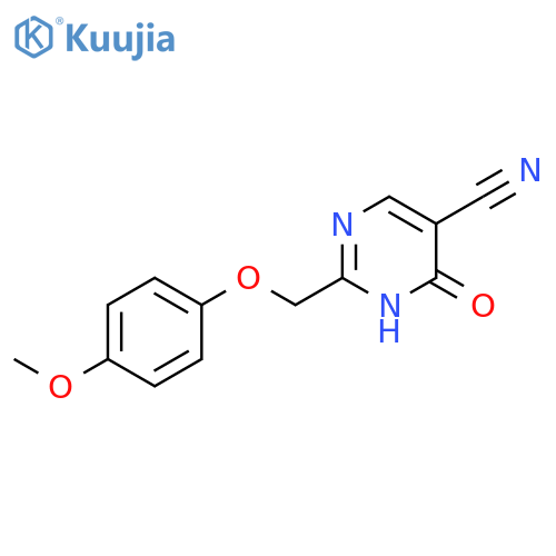 2-(4-methoxyphenoxymethyl)-6-oxo-1,6-dihydropyrimidine-5-carbonitrile structure