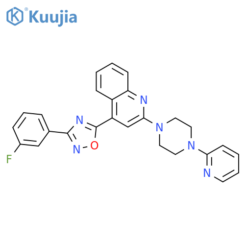 4-[3-(3-fluorophenyl)-1,2,4-oxadiazol-5-yl]-2-[4-(pyridin-2-yl)piperazin-1-yl]quinoline structure