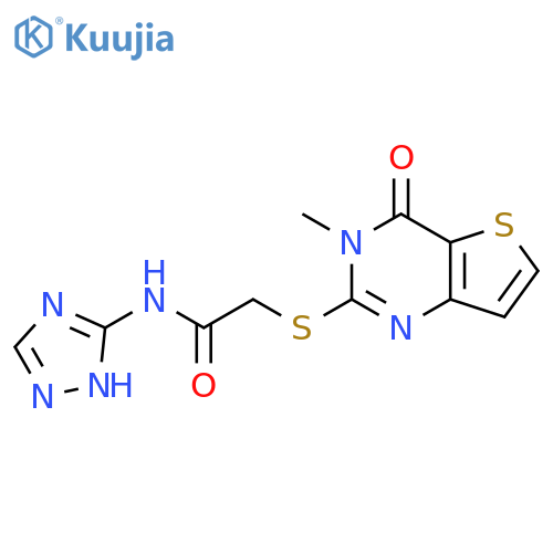 2-({3-methyl-4-oxo-3H,4H-thieno[3,2-d]pyrimidin-2-yl}sulfanyl)-N-(4H-1,2,4-triazol-3-yl)acetamide structure