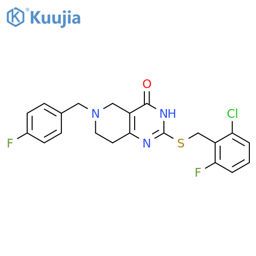 2-{[(2-chloro-6-fluorophenyl)methyl]sulfanyl}-6-[(4-fluorophenyl)methyl]-3H,4H,5H,6H,7H,8H-pyrido[4,3-d]pyrimidin-4-one structure