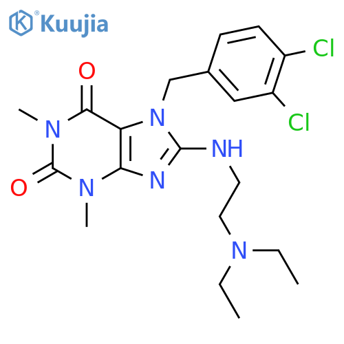 7-(3,4-dichlorophenyl)methyl-8-{2-(diethylamino)ethylamino}-1,3-dimethyl-2,3,6,7-tetrahydro-1H-purine-2,6-dione structure