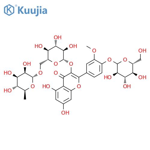 4H-1-Benzopyran-4-one,3-[[6-O-(6-deoxy-a-L-mannopyranosyl)-b-D-glucopyranosyl]oxy]-2-[4-(b-D-glucopyranosyloxy)-3-methoxyphenyl]-5,7-dihydroxy-(9CI) structure