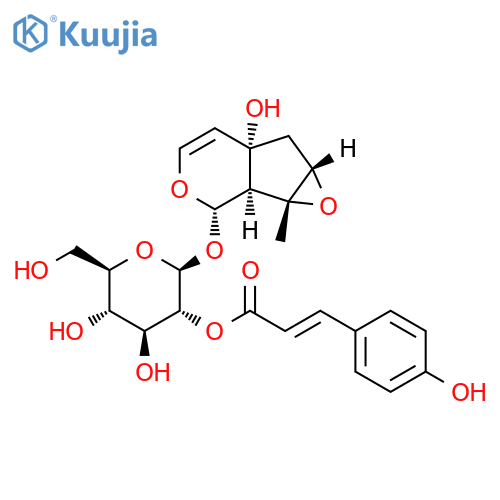 b-D-Glucopyranoside,(1aR,1bS,2S,5aS,6aS)-1a,1b,2,5a,6,6a-hexahydro-5a-hydroxy-1a-methyloxireno[4,5]cyclopenta[1,2-c]pyran-2-yl,2-[(2E)-3-(4-hydroxyphenyl)-2-propenoate] (9CI) structure