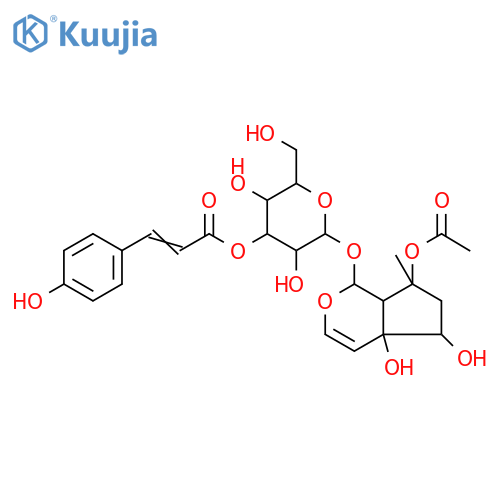 b-D-Glucopyranoside,(1S,4aS,5R,7S,7aS)-7-(acetyloxy)-1,4a,5,6,7,7a-hexahydro-4a,5-dihydroxy-7-methylcyclopenta[c]pyran-1-yl,3-[(2Z)-3-(4-hydroxyphenyl)-2-propenoate] (9CI) structure