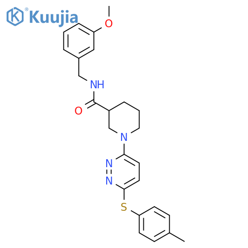 N-(3-methoxyphenyl)methyl-1-{6-(4-methylphenyl)sulfanylpyridazin-3-yl}piperidine-3-carboxamide structure