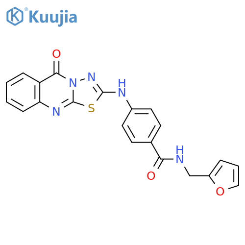 N-[(furan-2-yl)methyl]-4-({5-oxo-5H-[1,3,4]thiadiazolo[2,3-b]quinazolin-2-yl}amino)benzamide structure