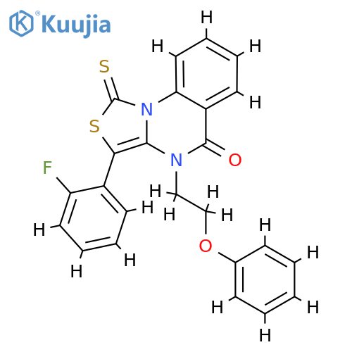 3-(2-fluorophenyl)-4-(2-phenoxyethyl)-1-sulfanylidene-1H,4H,5H-[1,3]thiazolo[3,4-a]quinazolin-5-one structure