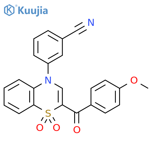 3-[2-(4-methoxybenzoyl)-1,1-dioxo-4H-1lambda6,4-benzothiazin-4-yl]benzonitrile structure