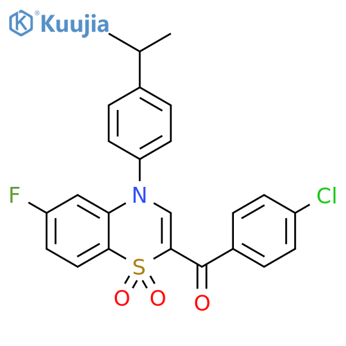 2-(4-chlorobenzoyl)-6-fluoro-4-[4-(propan-2-yl)phenyl]-4H-1lambda6,4-benzothiazine-1,1-dione structure