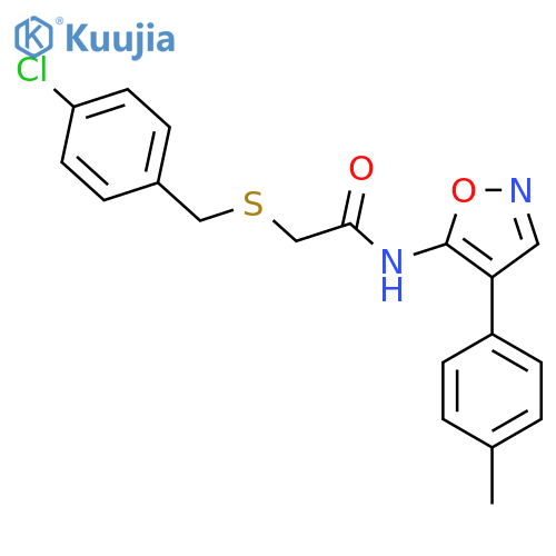 2-{[(4-chlorophenyl)methyl]sulfanyl}-N-[4-(4-methylphenyl)-1,2-oxazol-5-yl]acetamide structure