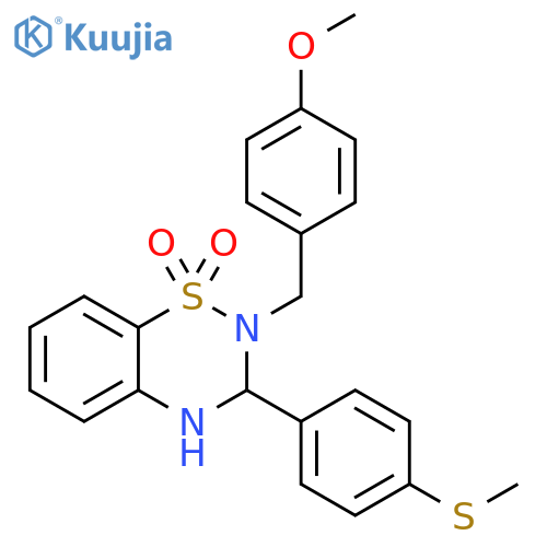 2-[(4-methoxyphenyl)methyl]-3-[4-(methylsulfanyl)phenyl]-3,4-dihydro-2H-1lambda6,2,4-benzothiadiazine-1,1-dione structure