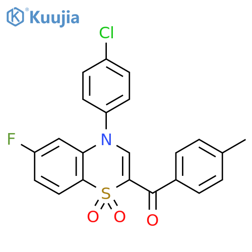 4-(4-chlorophenyl)-6-fluoro-2-(4-methylbenzoyl)-4H-1lambda6,4-benzothiazine-1,1-dione structure