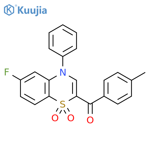 6-fluoro-2-(4-methylbenzoyl)-4-phenyl-4H-1lambda6,4-benzothiazine-1,1-dione structure