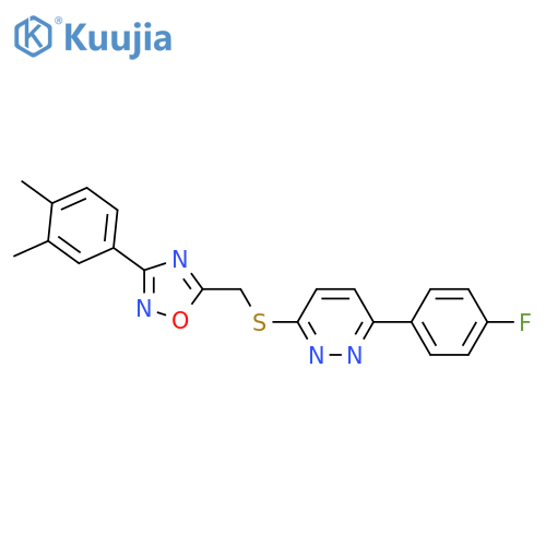 3-({[3-(3,4-dimethylphenyl)-1,2,4-oxadiazol-5-yl]methyl}sulfanyl)-6-(4-fluorophenyl)pyridazine structure