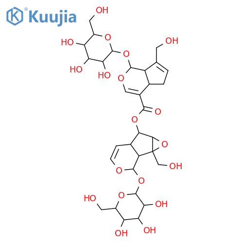 β-D-Glucopyranoside, 6-[[[1-(β-D-glucopyranosyloxy)-1,3,4,4a,5,7a-hexahydro-7-(hydroxymethyl)cyclopenta[c]pyran-4-yl]carbonyl]oxy]-1a,1b,2,5a,6,6a-hexahydro-1a-(hydroxymethyl)oxireno[4,5]cyclopenta[1,2-c]pyran-2-yl (9CI) structure