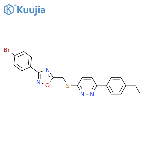 3-({[3-(4-bromophenyl)-1,2,4-oxadiazol-5-yl]methyl}sulfanyl)-6-(4-ethylphenyl)pyridazine structure