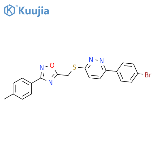 3-(4-bromophenyl)-6-({[3-(4-methylphenyl)-1,2,4-oxadiazol-5-yl]methyl}sulfanyl)pyridazine structure