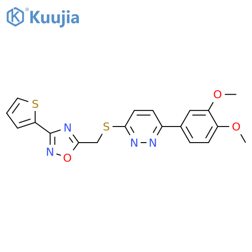 3-(3,4-dimethoxyphenyl)-6-({[3-(thiophen-2-yl)-1,2,4-oxadiazol-5-yl]methyl}sulfanyl)pyridazine structure