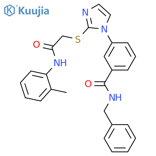 N-benzyl-3-[2-({[(2-methylphenyl)carbamoyl]methyl}sulfanyl)-1H-imidazol-1-yl]benzamide structure