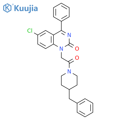 1-[2-(4-benzylpiperidin-1-yl)-2-oxoethyl]-6-chloro-4-phenyl-1,2-dihydroquinazolin-2-one structure