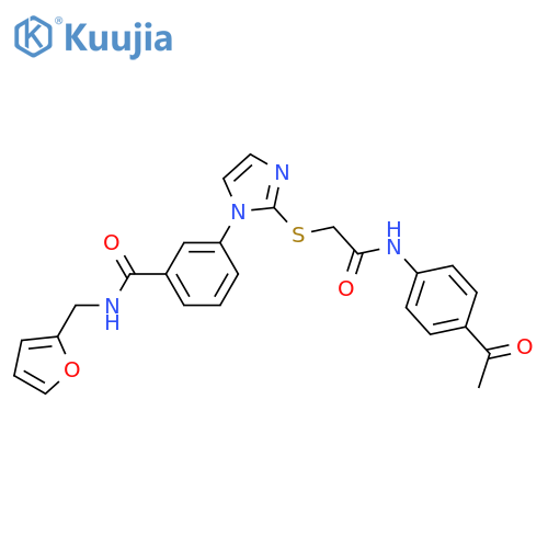 3-[2-({[(4-acetylphenyl)carbamoyl]methyl}sulfanyl)-1H-imidazol-1-yl]-N-[(furan-2-yl)methyl]benzamide structure