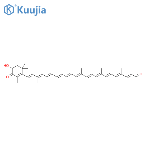 2,4,6,8,10,12,14,16,18,20,22-Tricosaundecaenal,23-(4-hydroxy-2,6,6-trimethyl-3-oxo-1-cyclohexen-1-yl)-4,8,12,17,21-pentamethyl-,(2E,4E,6E,8E,10E,12E,14E,16E,18E,20E,22E)- (9CI) structure
