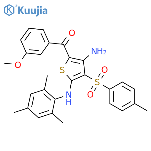 5-(3-methoxybenzoyl)-3-(4-methylbenzenesulfonyl)-N2-(2,4,6-trimethylphenyl)thiophene-2,4-diamine structure