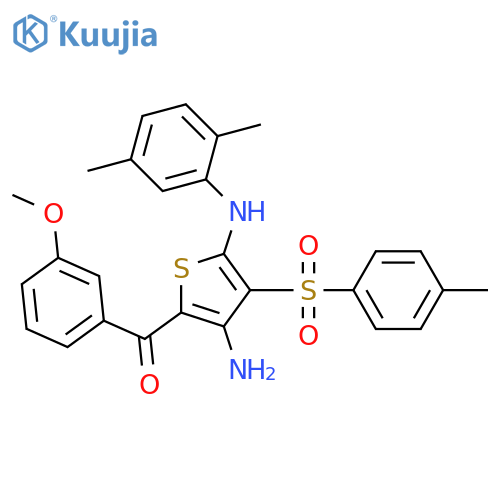 N2-(2,5-dimethylphenyl)-5-(3-methoxybenzoyl)-3-(4-methylbenzenesulfonyl)thiophene-2,4-diamine structure