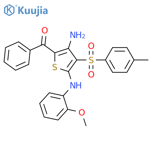 5-benzoyl-N2-(2-methoxyphenyl)-3-(4-methylbenzenesulfonyl)thiophene-2,4-diamine structure