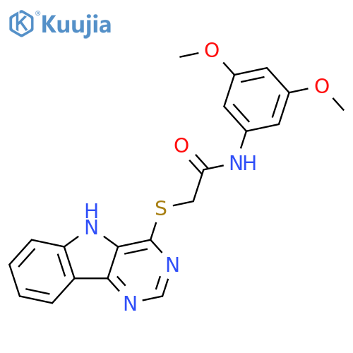 N-(3,5-dimethoxyphenyl)-2-{5H-pyrimido[5,4-b]indol-4-ylsulfanyl}acetamide structure