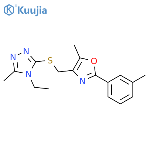 4-ethyl-3-methyl-5-({[5-methyl-2-(3-methylphenyl)-1,3-oxazol-4-yl]methyl}sulfanyl)-4H-1,2,4-triazole structure