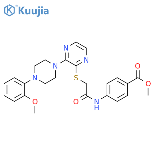 methyl 4-[2-({3-[4-(2-methoxyphenyl)piperazin-1-yl]pyrazin-2-yl}sulfanyl)acetamido]benzoate structure