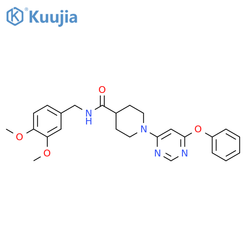 N-(3,4-dimethoxyphenyl)methyl-1-(6-phenoxypyrimidin-4-yl)piperidine-4-carboxamide structure