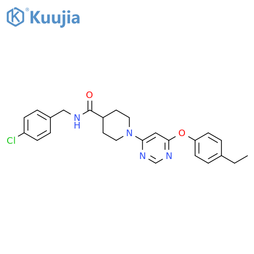 N-[(4-chlorophenyl)methyl]-1-[6-(4-ethylphenoxy)pyrimidin-4-yl]piperidine-4-carboxamide structure