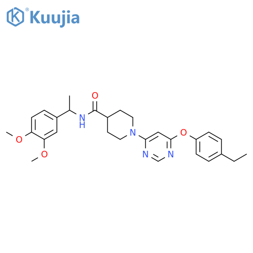 N-[1-(3,4-dimethoxyphenyl)ethyl]-1-[6-(4-ethylphenoxy)pyrimidin-4-yl]piperidine-4-carboxamide structure