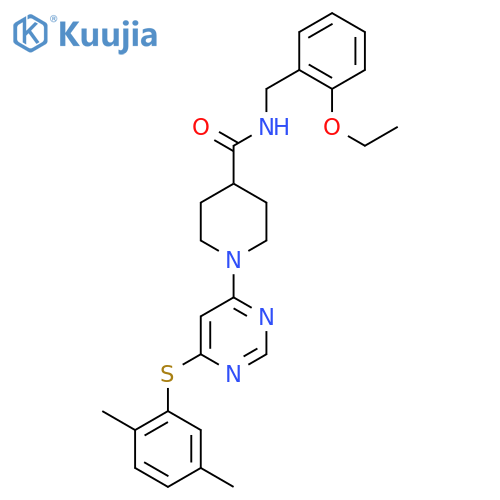 1-{6-(2,5-dimethylphenyl)sulfanylpyrimidin-4-yl}-N-(2-ethoxyphenyl)methylpiperidine-4-carboxamide structure