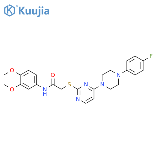N-(3,4-dimethoxyphenyl)-2-({4-4-(4-fluorophenyl)piperazin-1-ylpyrimidin-2-yl}sulfanyl)acetamide structure