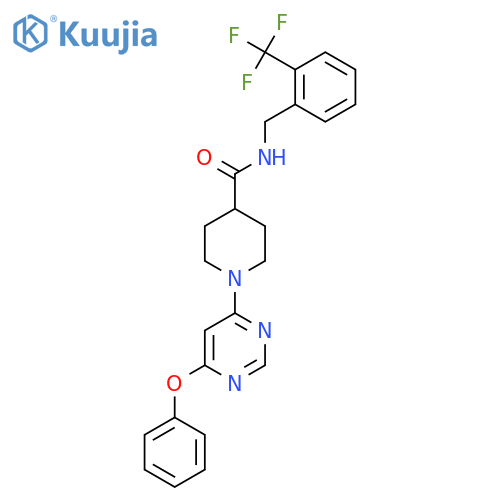 1-(6-phenoxypyrimidin-4-yl)-N-{2-(trifluoromethyl)phenylmethyl}piperidine-4-carboxamide structure
